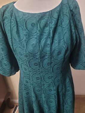 Teal Lace Fit-and-Flare Dress - Brand: